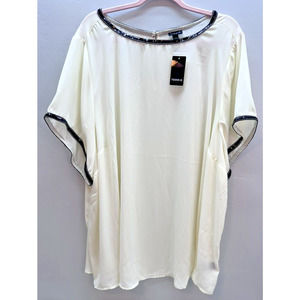 NWT Torrid Cream ABBEY Short Sleeve Sequin Trim Blouse Top Plus Size 5X/28 READ